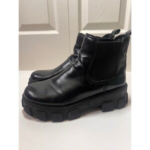 Circus by Sam Edelman Black Chunky Lug Sole Chelsea Boots Womens 9 Platform Edgy